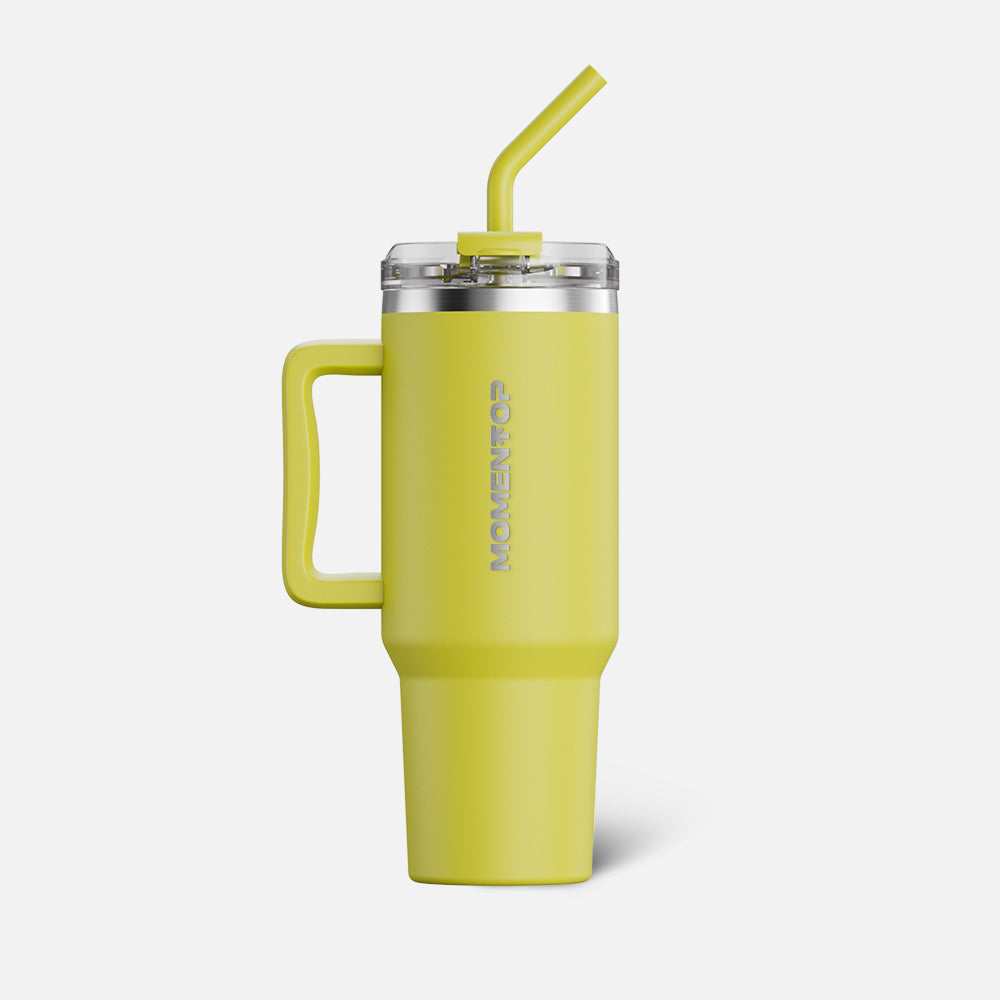 VASO DEPORTIVO CON ASA LATERAL DE 40oz MOMENTOP™ | AMARILLO CHISPA